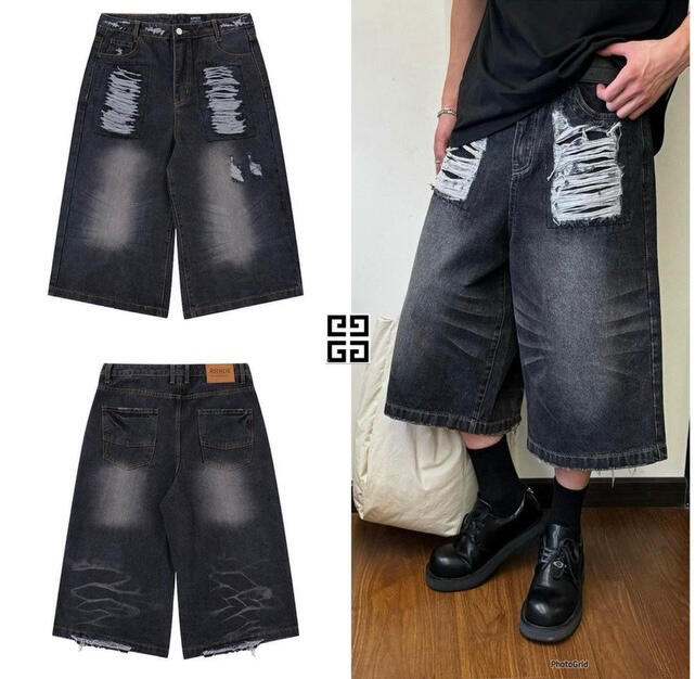 Relaxed-fit denim shorts featuring heavy distress details and washed finish. Built for comfort, edge, and modern streetwear styling.